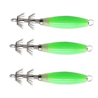 Ioensy - 3X Anzuelos Luminosos Para Calamar, Señuelos De Pesca Artificiales, Anzuelos De Metal, Señuelos De Calamar, Color Verde