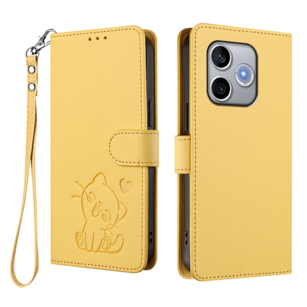 Funda de Gato tipo Libro para Honor 600 Lite, Amarillo