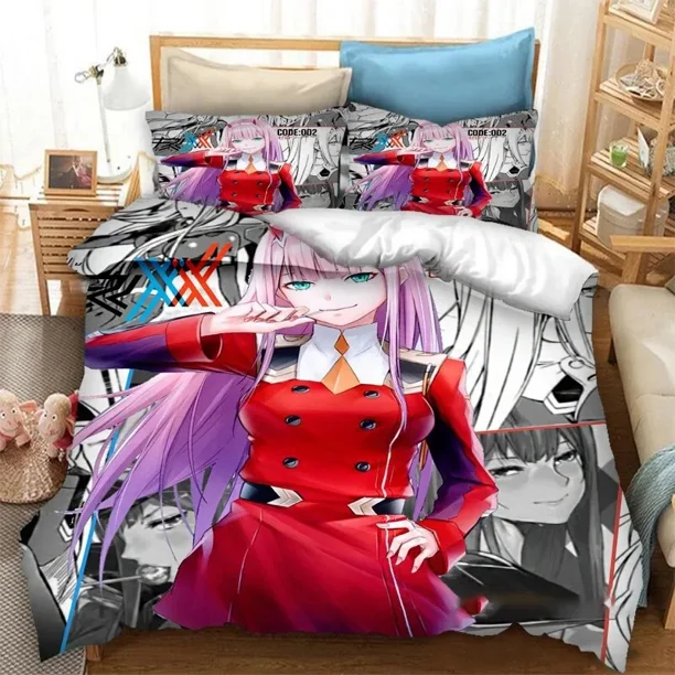 DARLING in the FRANXX Zero Two 02 Bedding Set Boys Girls Size Duvet Cover Pillowcase Bed Kids Adult Bed Sheets