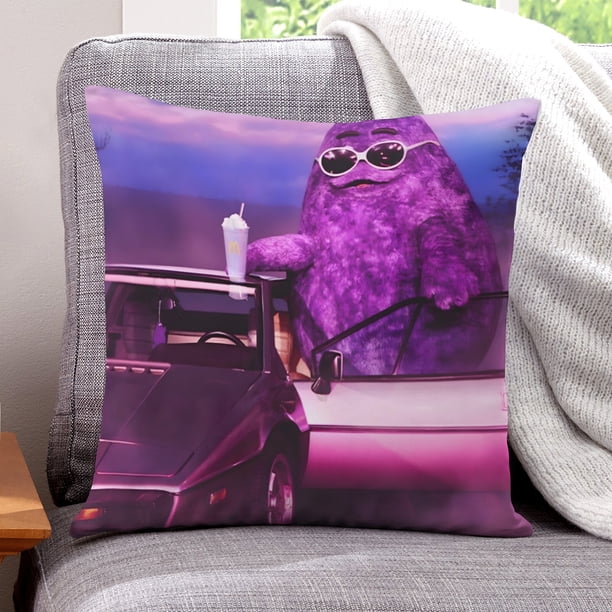 Grimace Fundas de almohada de terciopelo con tema, regalos de funda de almohada, decoración para el hogar, cojín de lanzar, regalo de cumpleaños para fans y parejas.50*50cm.