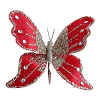 Bothyi - Adorno Navideño Con Clip De Mariposa, Decoración Para Interiores Y Hogar, Con Purpurina Roja.