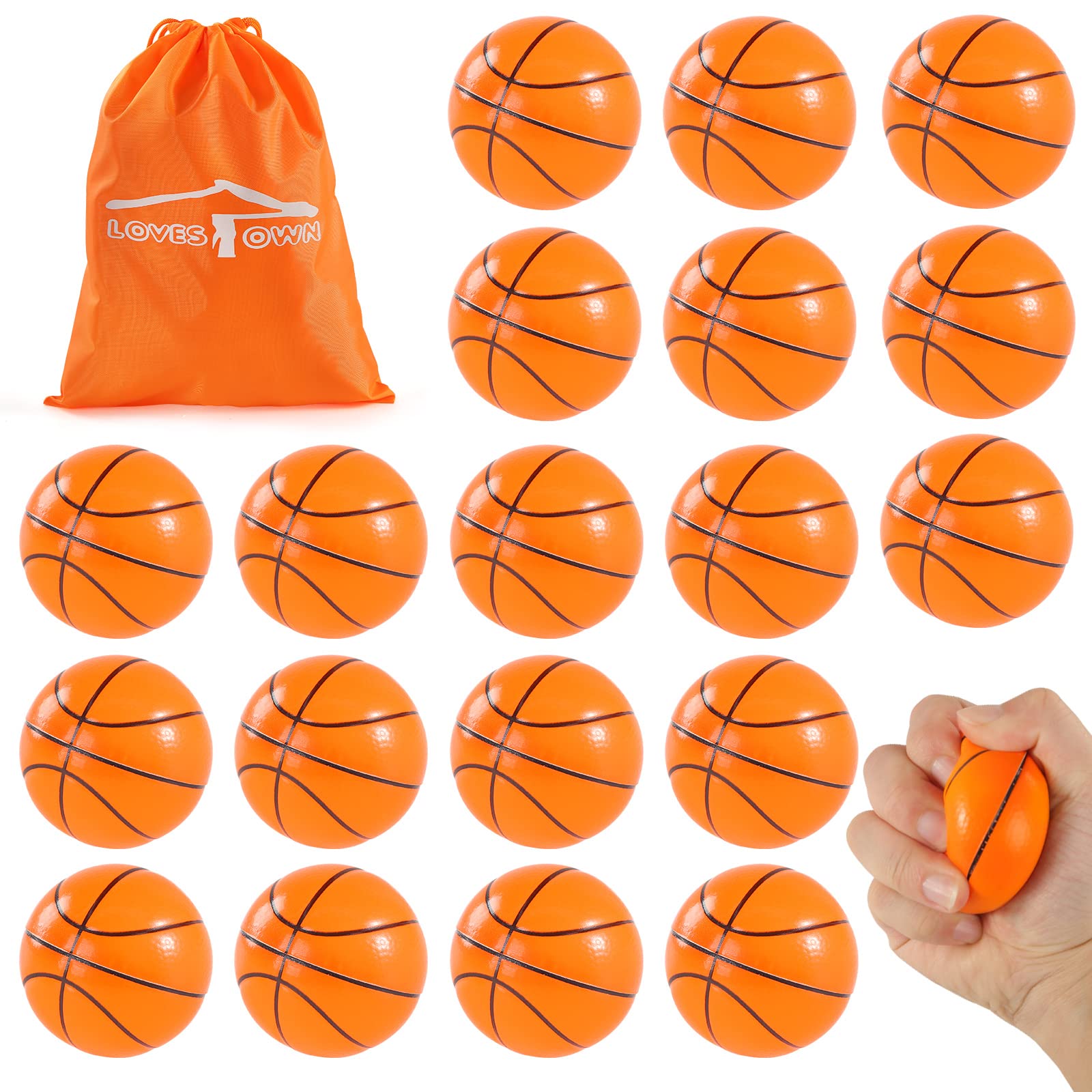 Pelotas Antiestrés Para Baloncesto Lovestown, 6,35 Cm, Espuma Suave, 20 Unidades