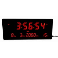 Gen - Reloj Digital Luz Led Pared Mural Iluminado Numeros Rojos Negro