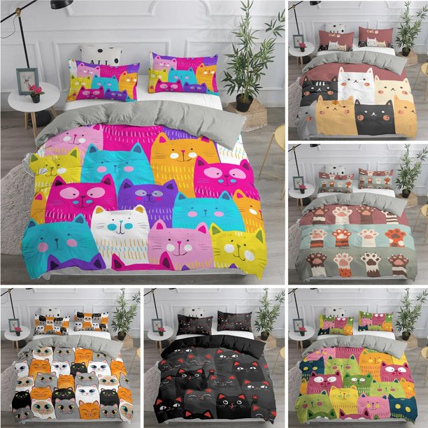edCat Bedding Set Pillowcase Duvet Cover Kitten Double Adult Kids Bedclothes Quilt Cover