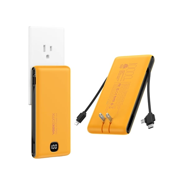 Power Bank VEEKTOMX 10000 mAh con cables integrados