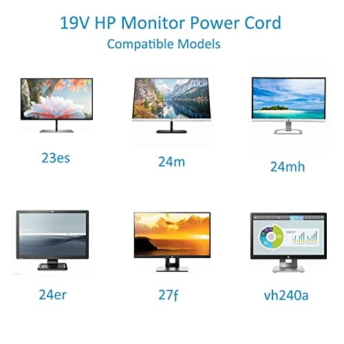Cable De Alimentación Vhbw Para Hp Monitor 27' 25' 23.8' 23' 21.5' 20' 19v