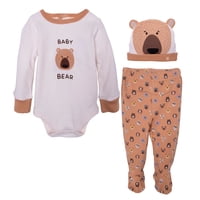 Pillin - Set 3 Piezas Recién Nacido Niño Algodón Orgánico Ositos