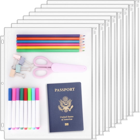 Fundas para archivador Antner pack de 8 unidades tamaño carta con cremallera de PVC