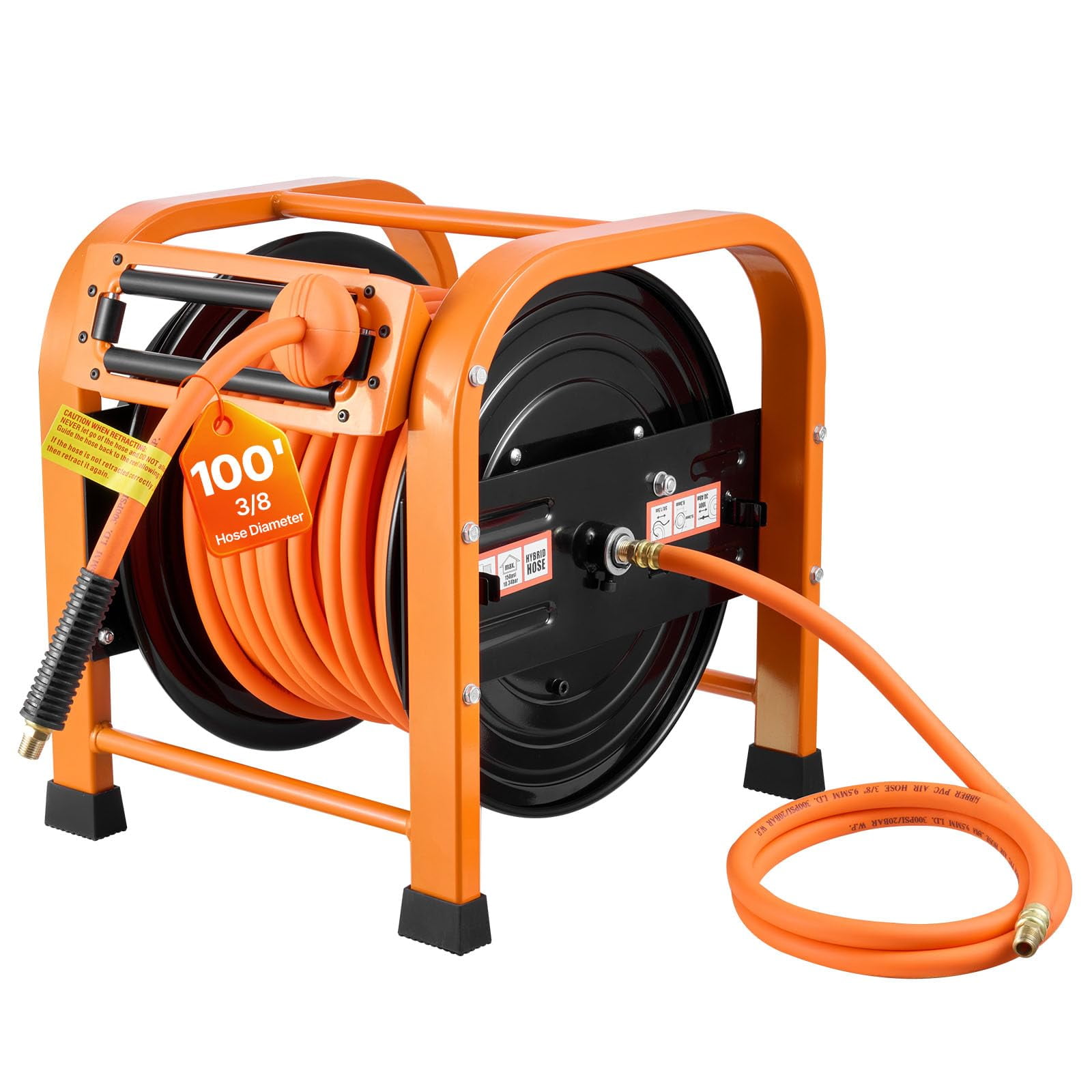 Manguera De Aire Retráctil Vevor, 3/8 Pulgadas X 100 Pies, Pvc, Máximo 300 Psi