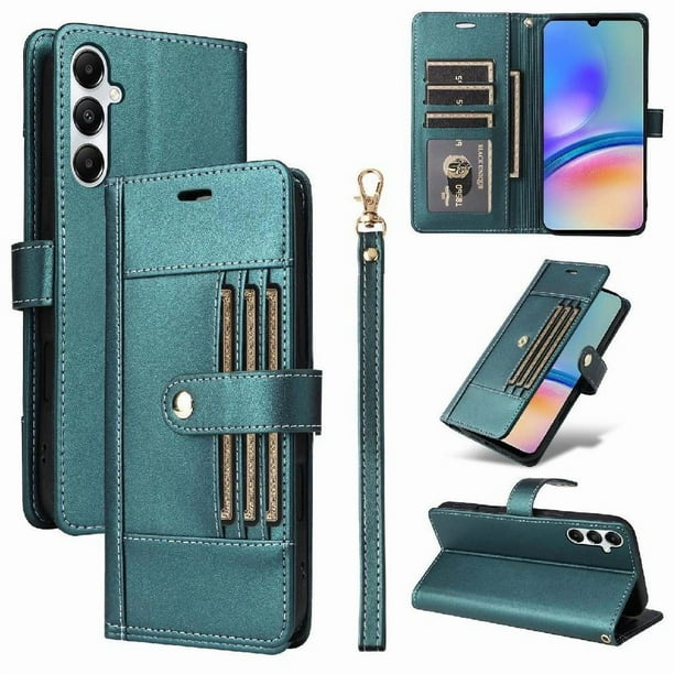FOXDOCK Funda tipo Cartera para Samsung Galaxy A05s – Cubierta de Cuero PU con Múltiples Ranuras, Bolsillo para Efectivo y Correa de Muñeca