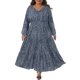 thumbnail image 1 of Agnes Orinda Vestido Maxi Largo de Lunares para Mujer Talla Grande de Escuela Colegio con Mangas de Linterna y Dobladillo con Volantes Flowy Boho 1X Azul Marino, 1 of 6