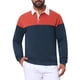 thumbnail image 1 of INSPIRE CHIC Camisas Polo de Manga Larga con Bloque de Color y Cuello de 3 Botones para Hombre, Talla XL, Azul Marino Rojo, 1 of 6