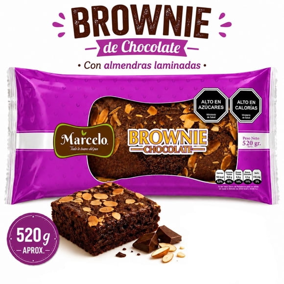 Brownie Chocolate Con Cacao Y Almendras Laminadas 520g