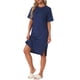 thumbnail image 2 of Camisón Midi de Manga Corta para Mujer INSPIRE CHIC con Abertura Lateral Casual Vestido de Descanso Talla 2XL Azul, 2 of 6