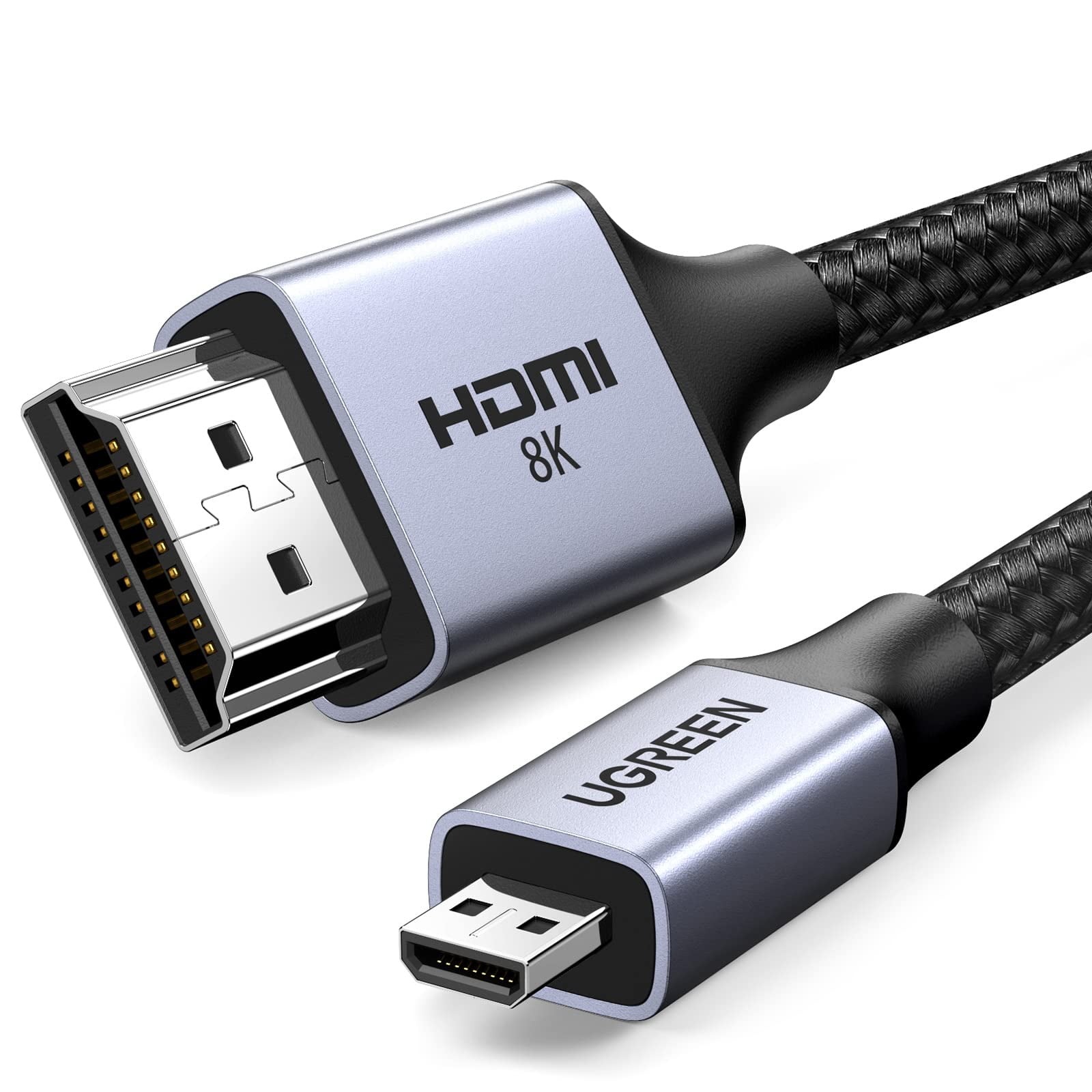 Cable Hdmi Ugreen 8k Micro Hdmi A Hdmi 2.1 De Aluminio De 6.6 Pies