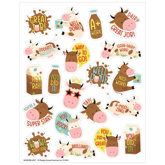 Pegatinas Eureka Brown Cows con aroma a chocolate y leche, 80 unidades