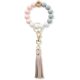 thumbnail image 1 of Llavero de pulsera de cuentas de silicona - Pulsera de silicona con llavero - Pulsera de cuentas para mujer con borla de cuero, 1 of 4