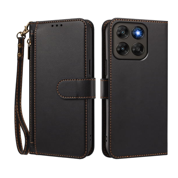 Funda Tipo Billetera para Motorola Moto G67 5G/G77 5G con Soporte y Bolsillo con Cierre Negro