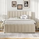 thumbnail image 1 of Full Size Upholstered Platform Bed with Twin Size Trundle and 3 Drawers, Linen Fabric, Beige, 1 of 3