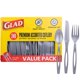 thumbnail image 1 of Juego de cubiertos Glad 240 piezas, plateado, plástico resistente, 1 of 5