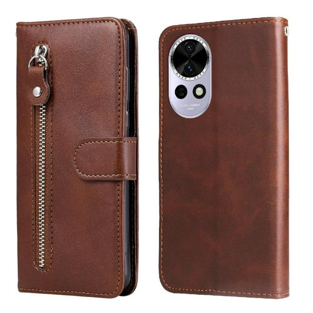 Funda con Cremallera para Huawei Nova 13, Carcasa Cartera de Cuero PU con Soporte y Tarjetero