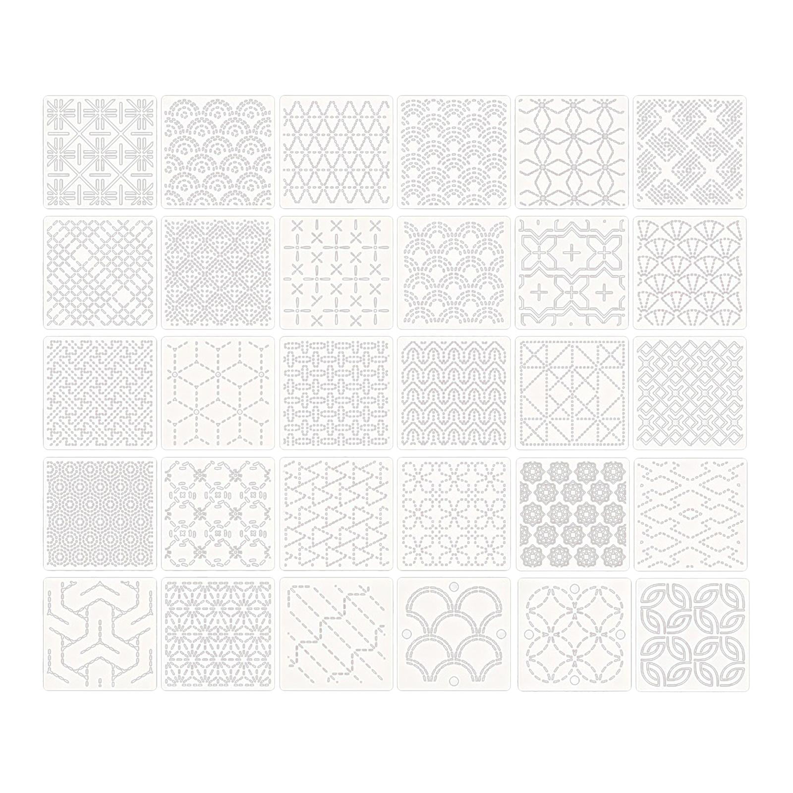 Magideal - Kit De 30 Piezas De Plantillas Sashiko, Estabilizadores Para Patrones De Bordado, Proyectos Diy, Para Acolchado A Mano, Dibujo De Líneas De Bordado