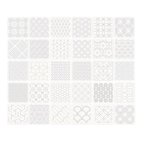 Magideal - Kit De 30 Piezas De Plantillas Sashiko, Estabilizadores Para Patrones De Bordado, Proyectos Diy, Para Acolchado A Mano, Dibujo De Líneas De Bordado
