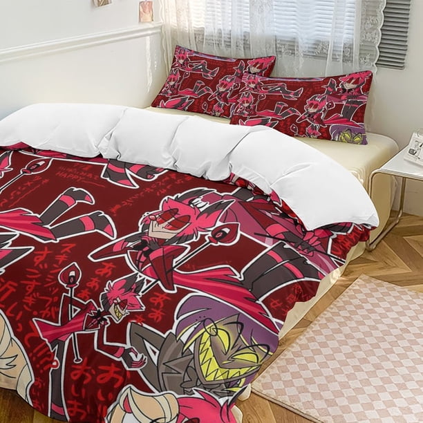 Hazbin Hotel 3-Piece Twin Bed Set - Includes 1 Single Comforter And 2 Pillowcases Bedding - Fade Resistant Microfiber - Hazbin Hotel