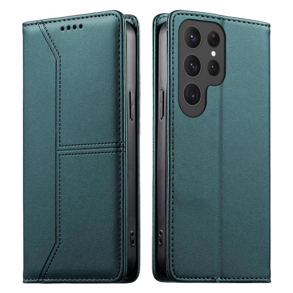 Foxdock - Funda Tipo Cartera Con Bloqueo Rfid Para Samsung Galaxy S23 Ultra Cubierta Magnética De Cuero Con Tapa Y Soporte Verde