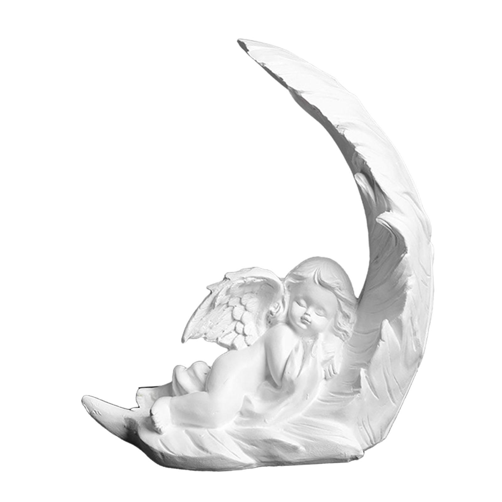Magideal - Estatua De Querubín, Estatua De Ángel Bebé Durmiente, Figura De Querubín, Figura Decorativa De Querubín Blanco, Escultura De Ángel Para Librería, , Derecho Bien
