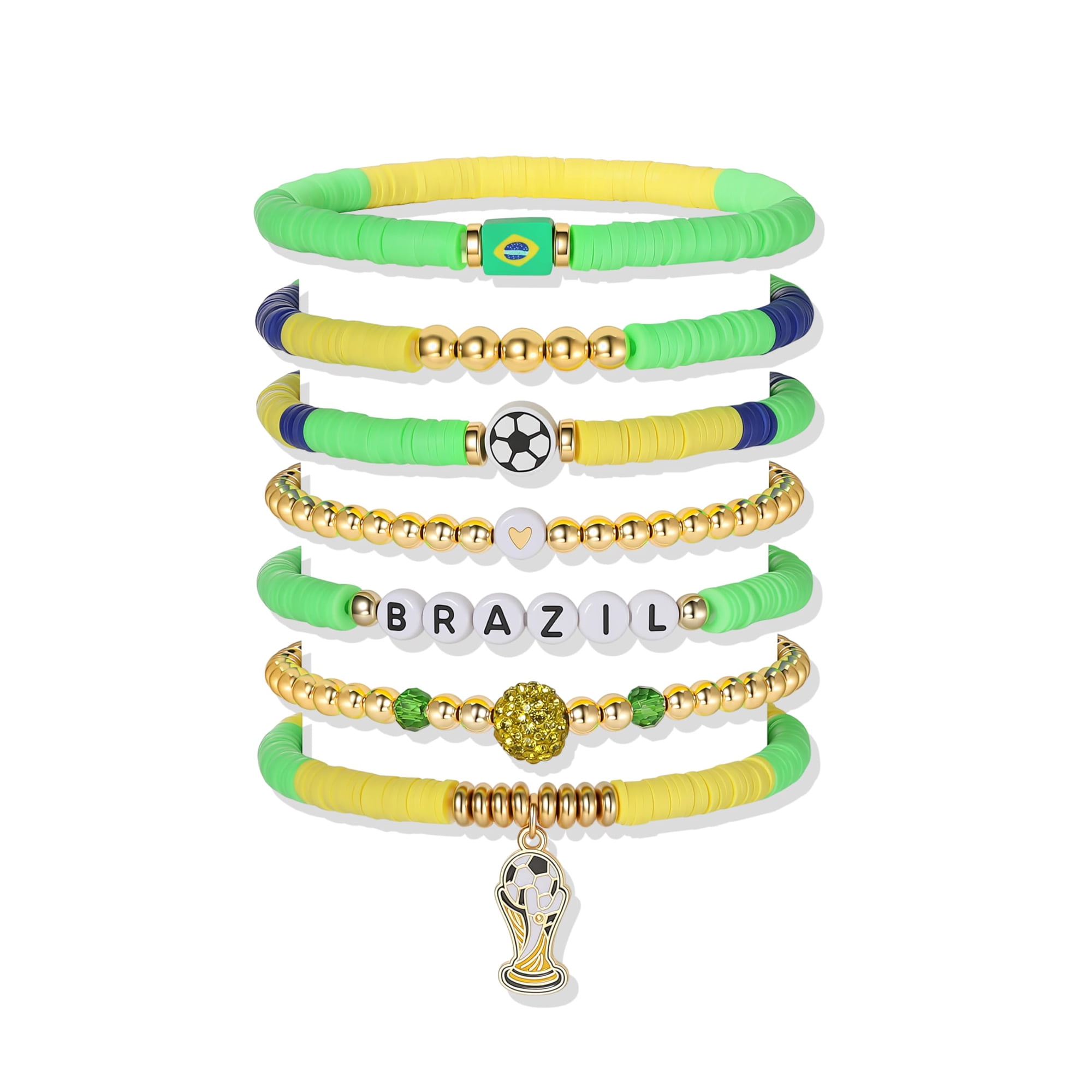 Set De Pulseras Poasrelax De 7 Piezas Para La Copa Mundial De Fútbol De Brasil 2026