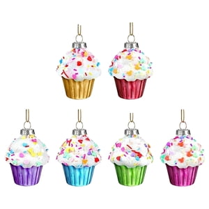 Bothyi - 6X Adornos Navideños Para Cupcakes, Decoraciones Para Árboles De Navidad, Colgante De Navidad De Cristal