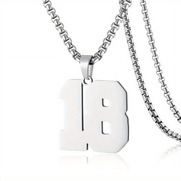 1pc Stylish Stainless Steel Men's Athletes Number Pendant Necklace - Perfect for Baseball, Basketball, and Football Teams - Long Chain Necklace with Sports Number - Ideal Gift for Boys