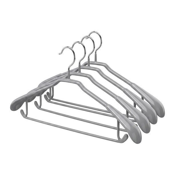 Perchas de Traje de Acero Inoxidable REGALWOVEN para Hombres y Mujeres, Gancho Redondo de Acero Inoxidable (Tamaño Estándar) Juego de 4 Perchas Plateadas