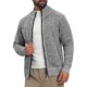 thumbnail image 5 of Chaqueta de punto con cremallera y forro polar grueso de invierno para hombre, cuello alto, M gris, 5 of 6