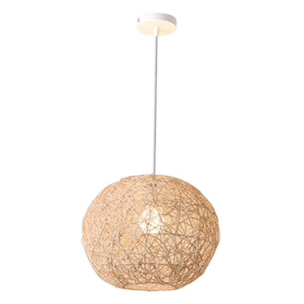 Lámpara colgante de estilo retro, lámpara de techo de mimbre tejida a mano E27 para colgar en la decoración de la casa de té Restaurante , 30 CENTIMETROS D 30cm