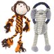 thumbnail image 1 of Juguete para perro HUGEME Mono/Elefante de peluche con silbido - Pack de 2, 1 of 8