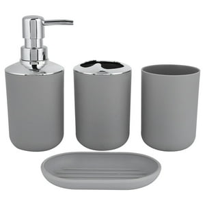 Genérico - Paquete De 4 Piezas] Piezas De Accesorios De Baño Set Decor Neat Tidy Para Hotel Grey