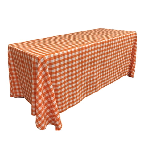 Mantel La Linen Tccheck, 90 X 132, Naranja, K48, Poliéster A Cuadros