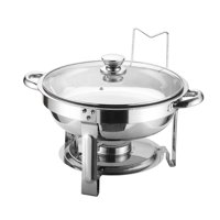 Magideal - Juego De Calentador De Buffet Para Catering, Servidor Calentador De Catering Redondo Con Tapa De Vidrio Ventilada, Calentador De Comida De Catering De
