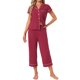 thumbnail image 1 of INSPIRE CHIC Conjunto de Pijama de Mujer de Manga Corta con Botones para Lactancia con Pantalones Capri y Bolsillos 2XL Rojo, 1 of 6