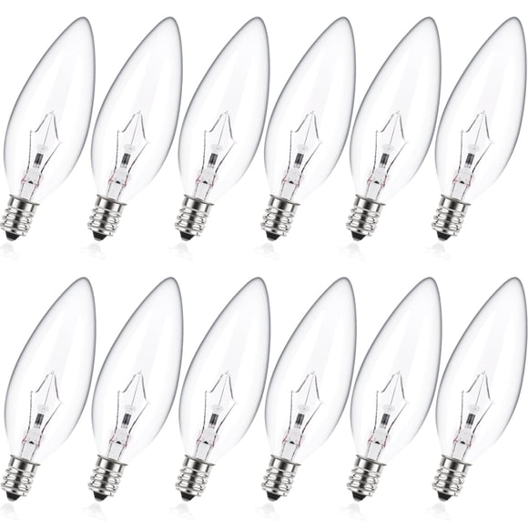 Bombillas MEQIQTEK E12, 60 W, vela incandescente (paquete de 12)