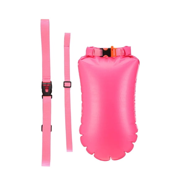 Boya de natación de seguridad Flotador de natación en aguas abiertas Bolsa impermeable Cinturón de cintura ajustable ultraligero Entrenamiento de nata Rosa Roja 55cmx38cm