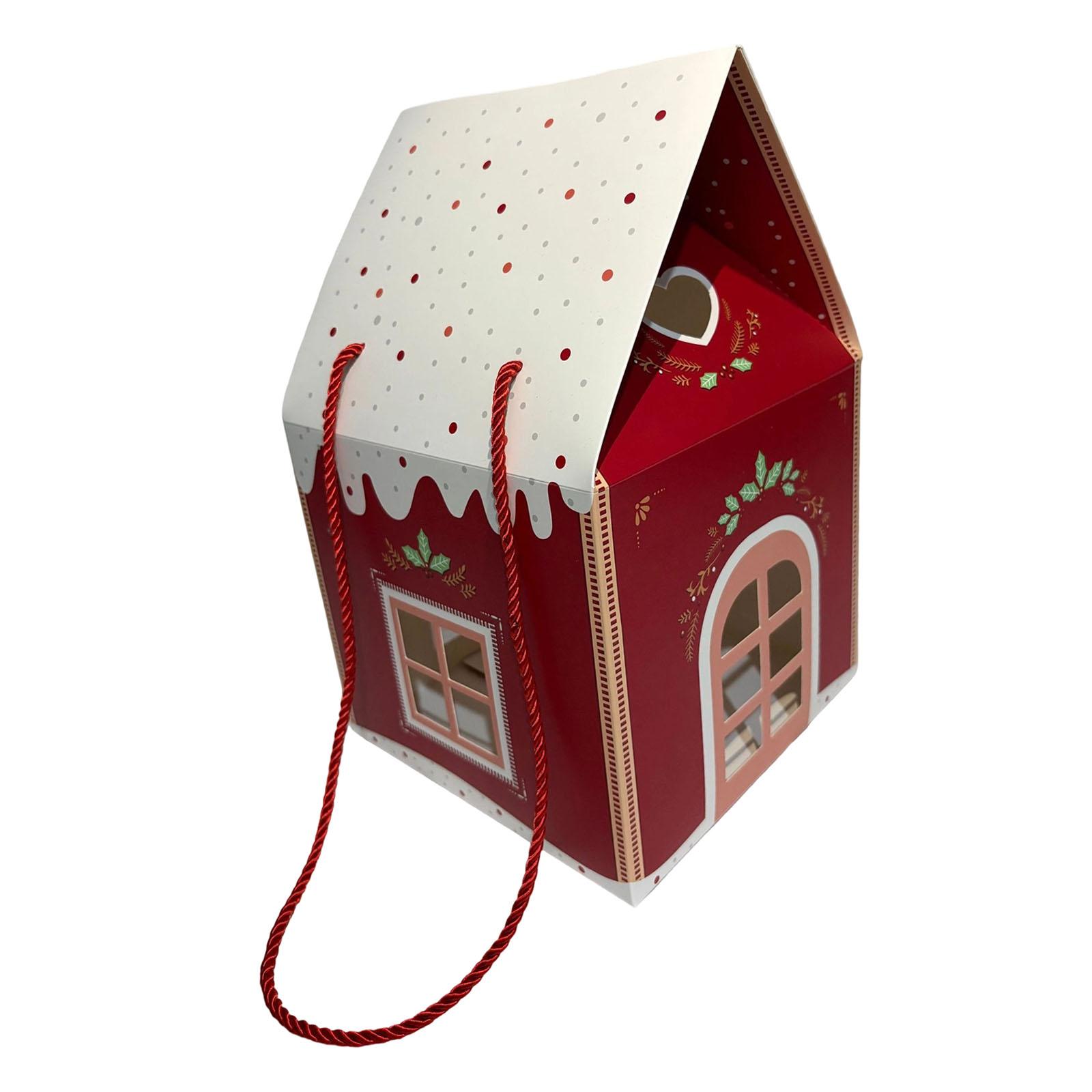 Bothyi - Caja De Regalo Navideña Estilo Casita, Ideal Para Envolver Regalos Y Celebrar El Año Nuevo (Roja).