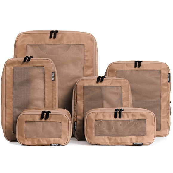 Cubos de compresión para equipaje Aerotrunk, 6 piezas, color mocha, para viaje