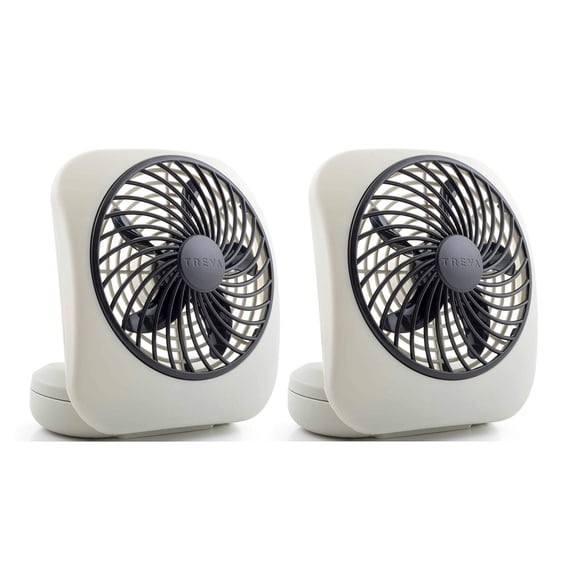 Ventilador a batería O2COOL Treva de 5 pulgadas, 2 velocidades, 2 unidades, color gris