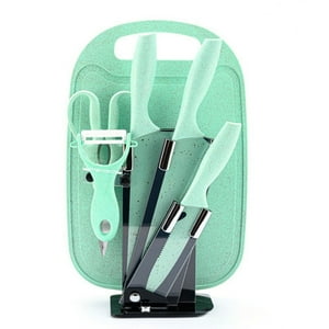 Santú Home & Deco - Set De Cuchillos Con Soporte Y Tabla Para Cortar Turquesa