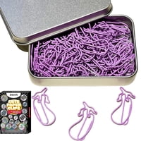 Clips De Papel Daxtril Con Forma De Berenjena, 60 Unidades, Color Morado
