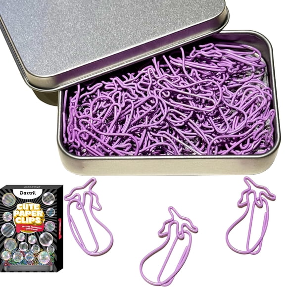Clips de papel Daxtril con forma de berenjena, 60 unidades, color morado