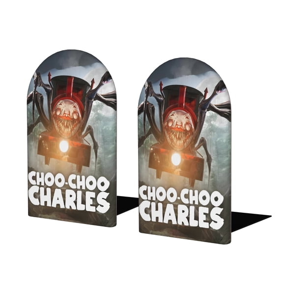 Choo Choo Charles Sujetalibros decorativos temáticos, tope para estantería con base antideslizante,